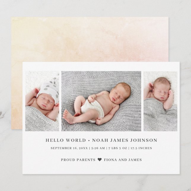 Anúncio Nascimento da Foto Moderno 3 (Frente/Verso)