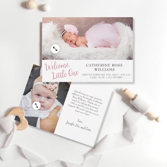 Anúncio Nascimento da Menina de Menina Moderna Minimalista (Criador carregado)