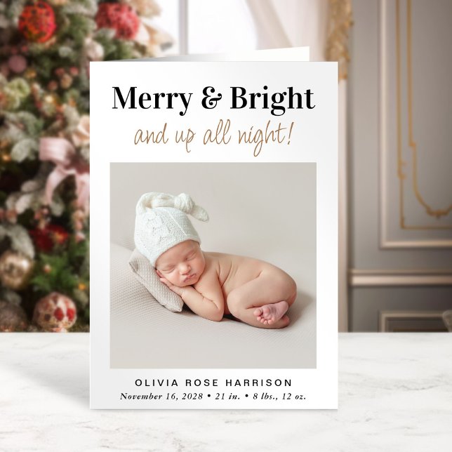Anúncio Nascimento de Férias de Natal com Feliz Brilhante (A beautiful and unique way to thank family and friends and introduce them to your Christmas  baby)