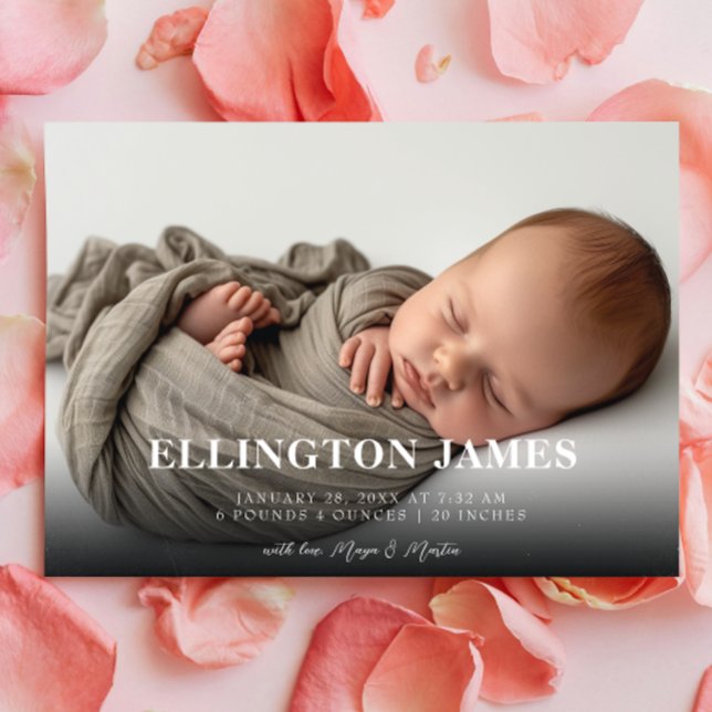Anúncio Nascimento de Foto de Bebê horizontal e simples (Criador carregado)