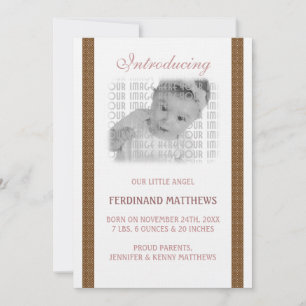 Anúncio Nascimento do Bebê Castanho Escuro
