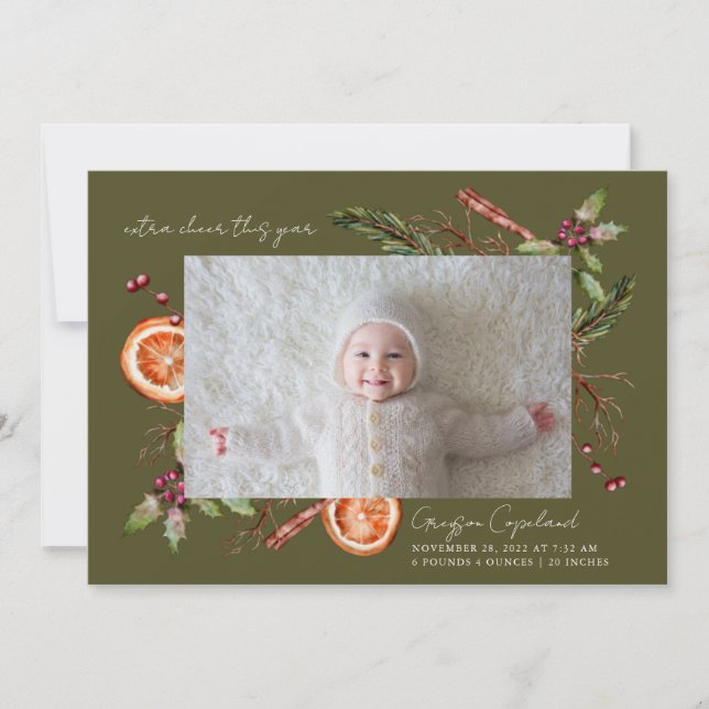 Anúncio Nascimento do Bebê do Feriado Verde Extra Cheer (Frente)