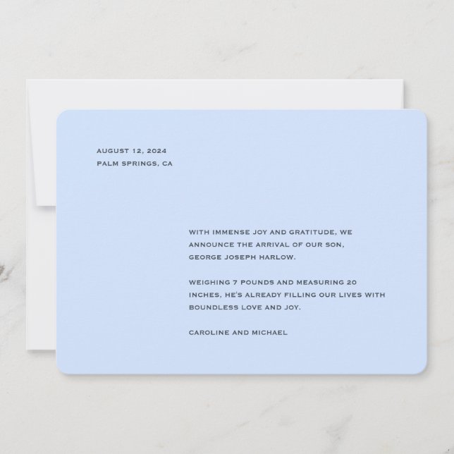 Anúncio Nascimento do Menino Azul Elegante (Frente)