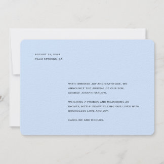 Anúncio Nascimento do Menino Azul Elegante