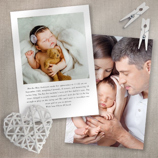 Anúncio Nascimento moderno com duas fotos Introdução (Criador carregado)