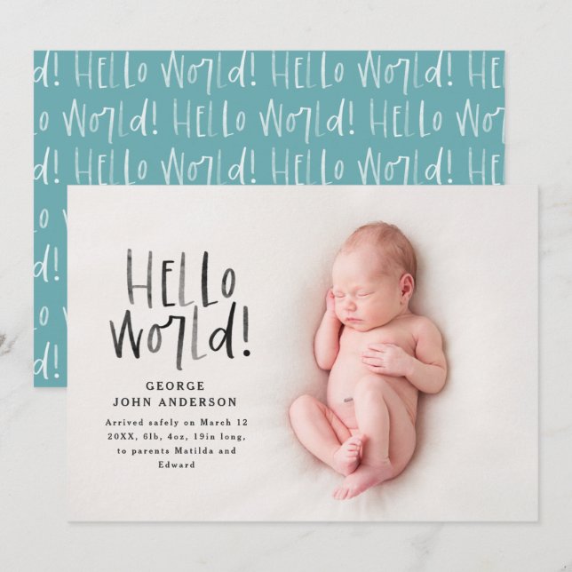 Anúncio Nascimento moderno e mínimo de fotografias de tipo (Frente/Verso)