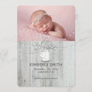 Anúncio Nascimento recém-nascido rústico floral da foto 