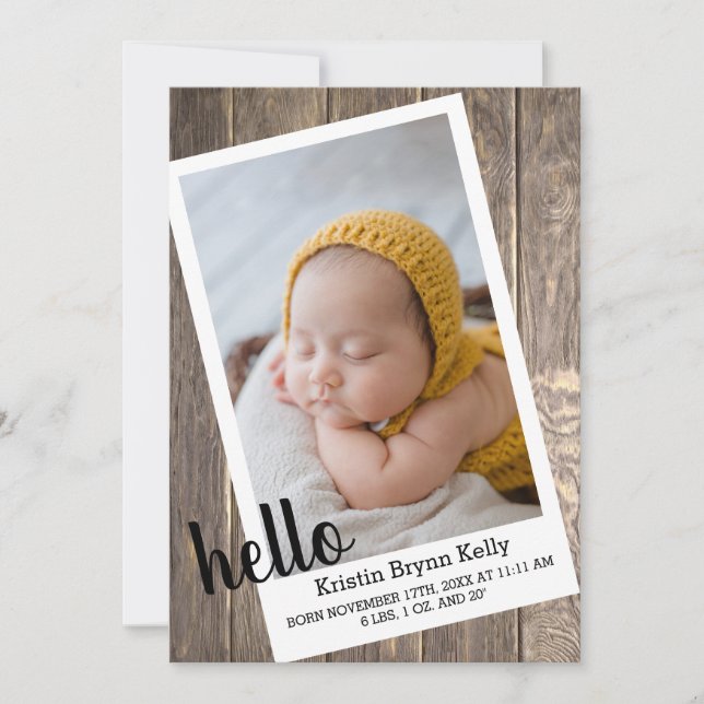 Anúncio Nascimento Rustic Baby Photo (Frente)
