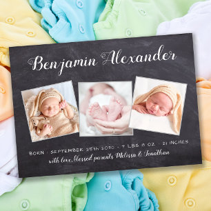 Anúncio Nascimento Rustic New Baby Chalkboard 3 Foto