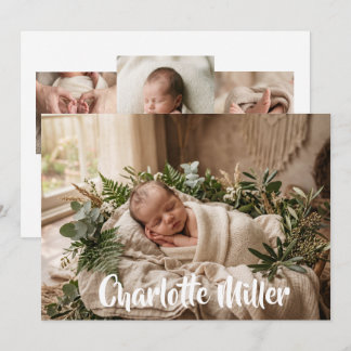 Anúncio Natural Greenery Newborn Baby Birth Announcement