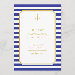 Anúncio náutico da gravidez do marinho & do ouro