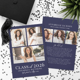 Anúncio Navy Blue Photo Collage Graduation