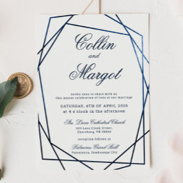 Anúncio Navy Blue Wedding Geometric Frame