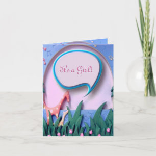Anúncio New Baby Girl Announcement Card