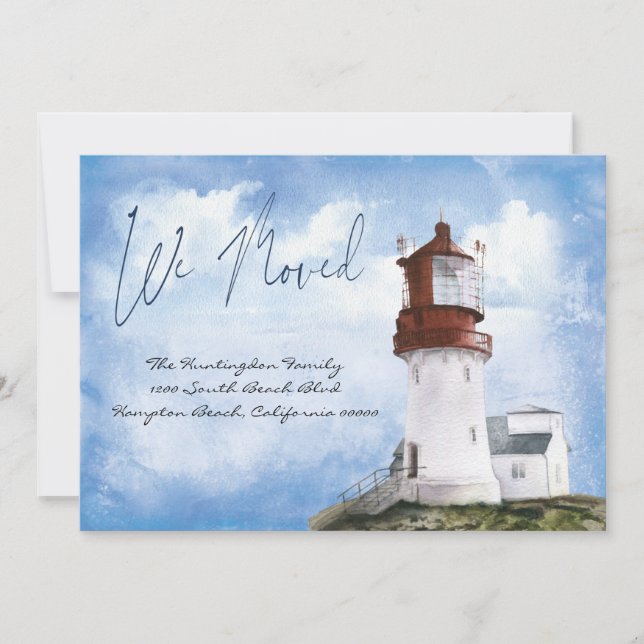 Anúncio New Home Beach Lighthouse Nós Mudamos O Novo Ender (Frente)