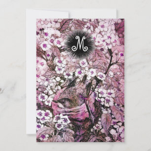 ANÚNCIO NINHO DE PÁSSARO, ÁRVORE FLORES ROSADAS BRANCAS NA