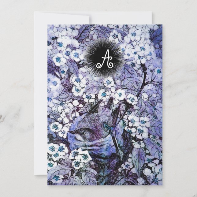 ANÚNCIO NINHO DE PÁSSARO, FLORES DE PRIMAVERA AZUIS BRANCA (Frente)