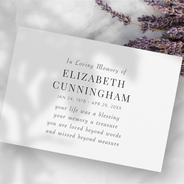 Anúncio No Loving Memory Memorial Modern Simple Cote (Criador carregado)