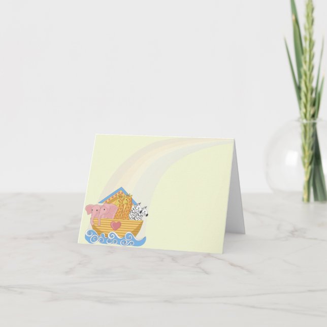 Anúncio Noah's Ark Birth Announement Notecards (Frente)