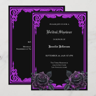 Anúncio Noiva encantada em roxo Bridal Shower Gótico