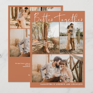 Anúncio Noivado de 6 fotos com script chic moderno de terr