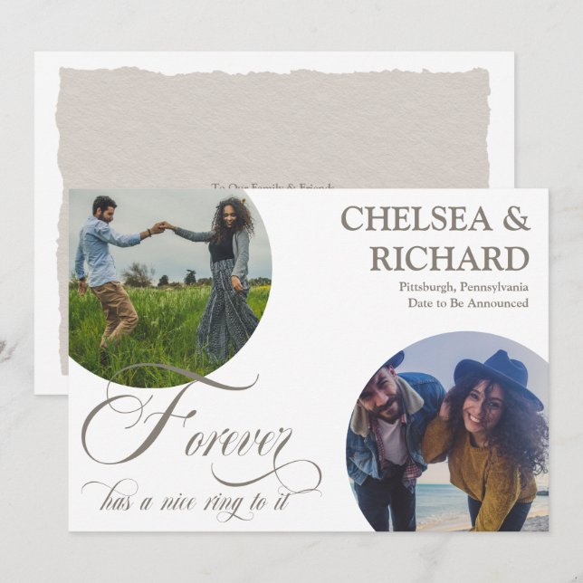 Anúncio Noivado de Fotografia Único do Modern Classy (Frente/Verso)