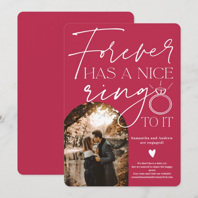 Anúncio Noivado magenta do arco de fotos do anel para semp (Frente/Verso)