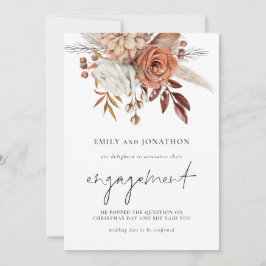 Anúncio Noivado Rustic Terracotta Florals Script