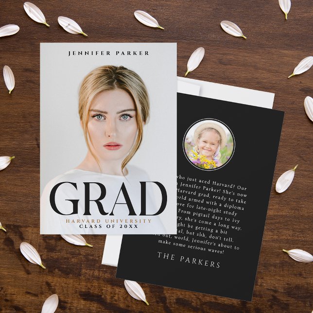 Anúncio Nome do Retrato de Fotografia do Formando Elegante (Criador carregado)