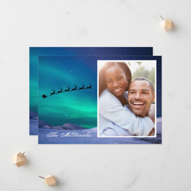 Anúncio Northern Lights with Santa and Sleigh your photo (Frente/Verso In Situ)