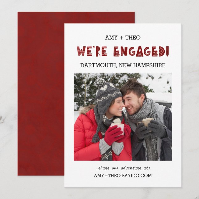 Anúncio Nós estamos noivos Foto Moderno Elegante Frio Noiv (Frente/Verso)