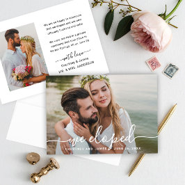 Anúncio Nós Fugimos Minimalista Foto de Casamento com Letr