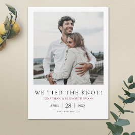 Anúncio Nós ligamos o casamento do Knot Modern Photo Elope
