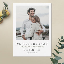 Anúncio Nós ligamos o casamento do Knot Modern Photo Elope