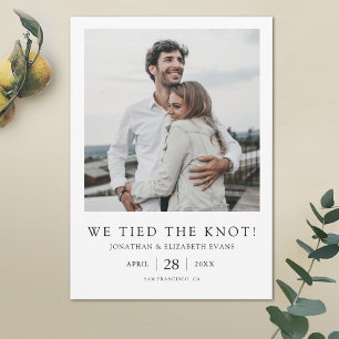 Anúncio Nós ligamos o casamento do Knot Modern Photo Elope