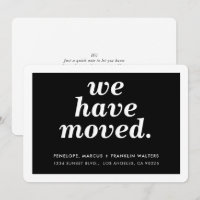 NÓS MOVEMOS o moderno e mínimo novo endereço preto