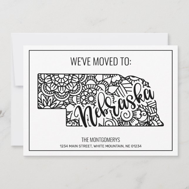 Anúncio Nos mudamos para o estado de Nebraska Floral Manda (Frente)