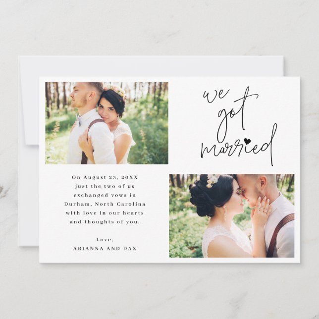 Anúncio Nós Nos Casamos 2-Foto Script Coração Casamento (Frente)