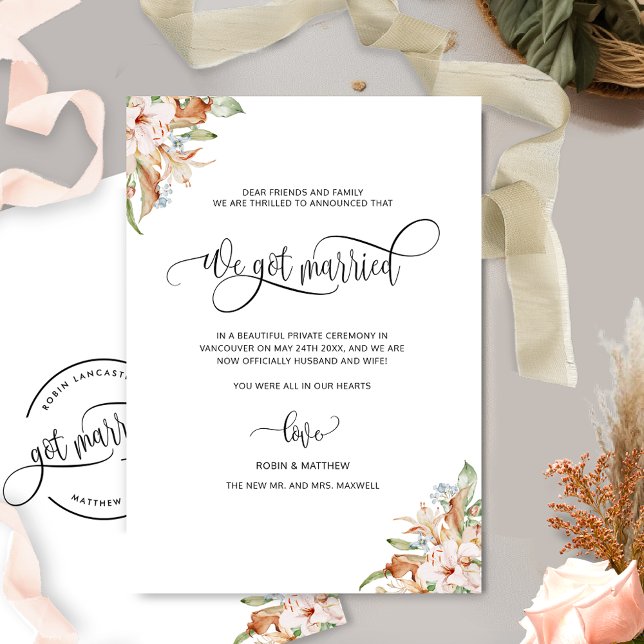 Anúncio Nós nos Casamos, Flores Terrosas, Casamento Nupcia (Criador carregado)