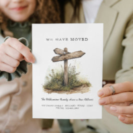 Anúncio Nós nos mudamos - Novo Endereço Placa de Estrada