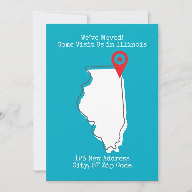 Anúncio Nós nos mudamos! Venha nos visitar em Illinois (Frente)