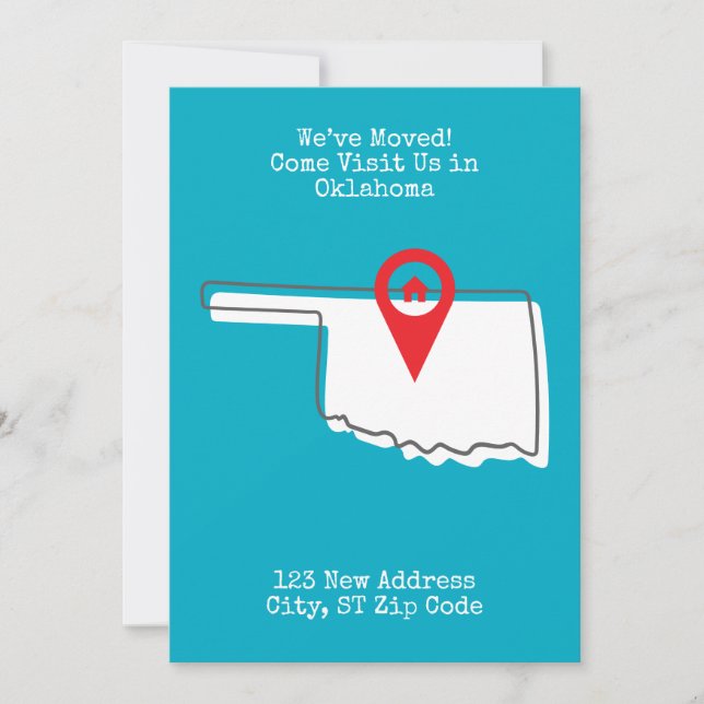Anúncio Nós nos mudamos! Venha nos visitar em Oklahoma (Frente)