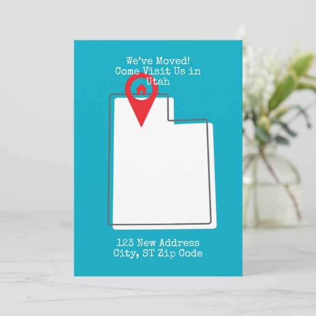 Anúncio Nós nos mudamos! Venha nos visitar em Utah (Em pé/Frente)