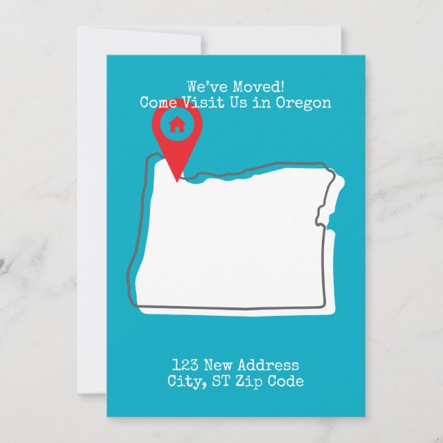 Anúncio Nós nos mudamos! Venha nos visitar no Oregon (Frente)