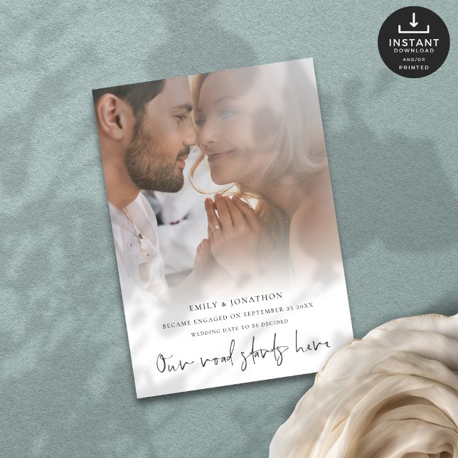 Anúncio Nossa estrada começa aqui Noivado fotográfico (Criador carregado)