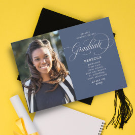 Anúncio Nossa Graduação de Fotos Azul do Script Clássico d