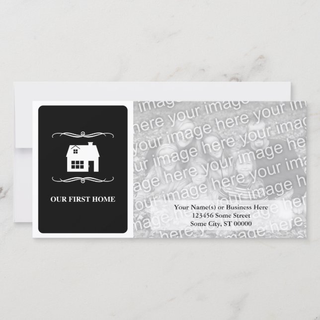 Anúncio nossa primeira casa (preto e branco moderno) (Frente)