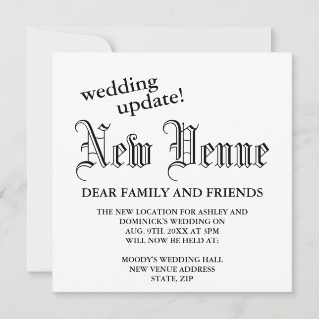 Anúncio Nova Atualização De Casamento Gótico De Venue Muda (Frente)