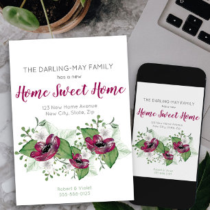Anúncio Nova Casa Doce Lar Aquarela Floral Mudança