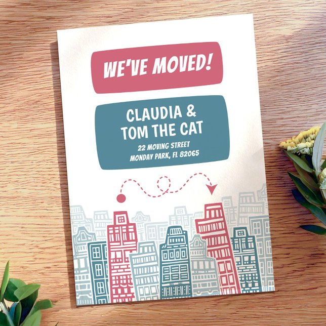 Anúncio Nova cidade de desenho animado de endereço rosa e  (Criador carregado)